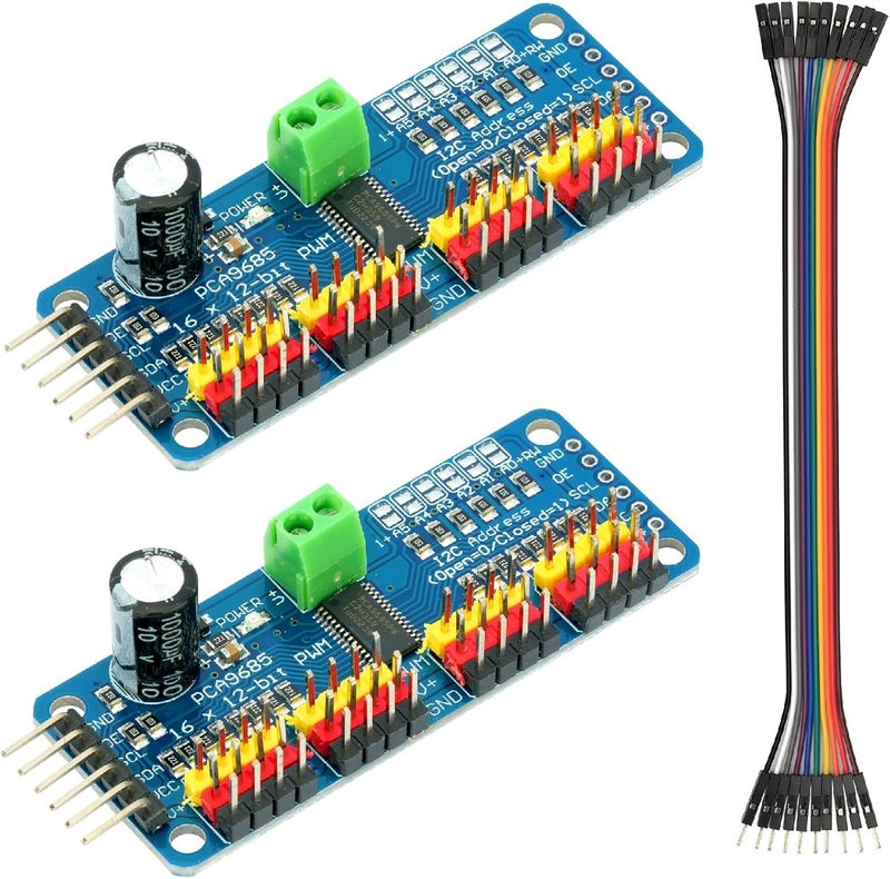 MTDELE 2Pcs PCA9685 16 Channel 12-bit PWM Servo Motor Controller IIC Interface Module Compatible with for Raspberry Pi Arduno Robotics DIY - Image 1